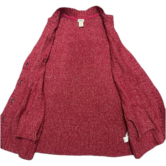 LLBean Cable Knit Sweater Vest L Wool Blend Button Front Cottagecore Academia - Picture 4 of 9